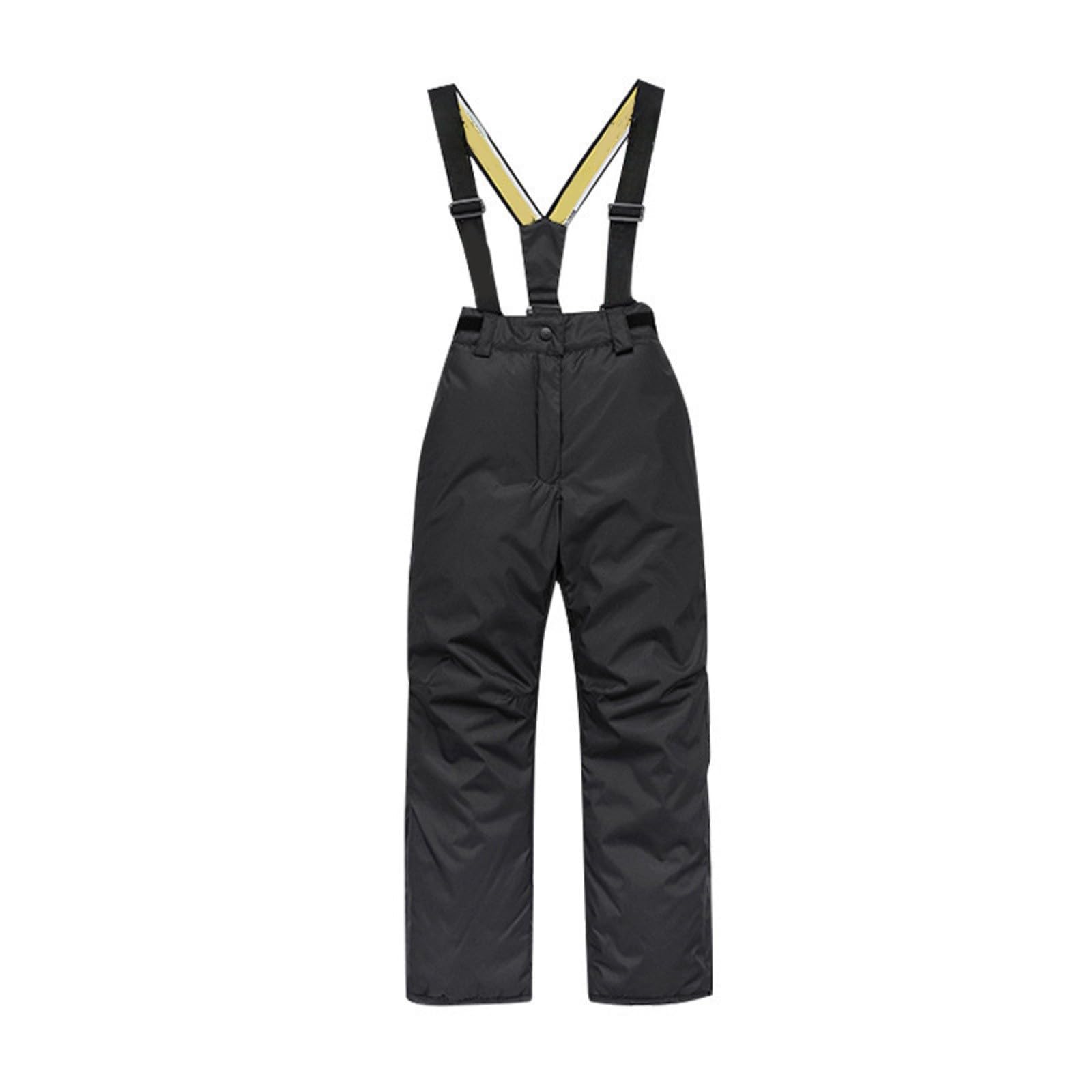 Pantalon de ski imperméable pour garçons et filles - Salopette d'hiver chaude à bretelles réglables - Jambe droite - Coupe-vent - Pantalon thermique épais pour le ski et le snowboard