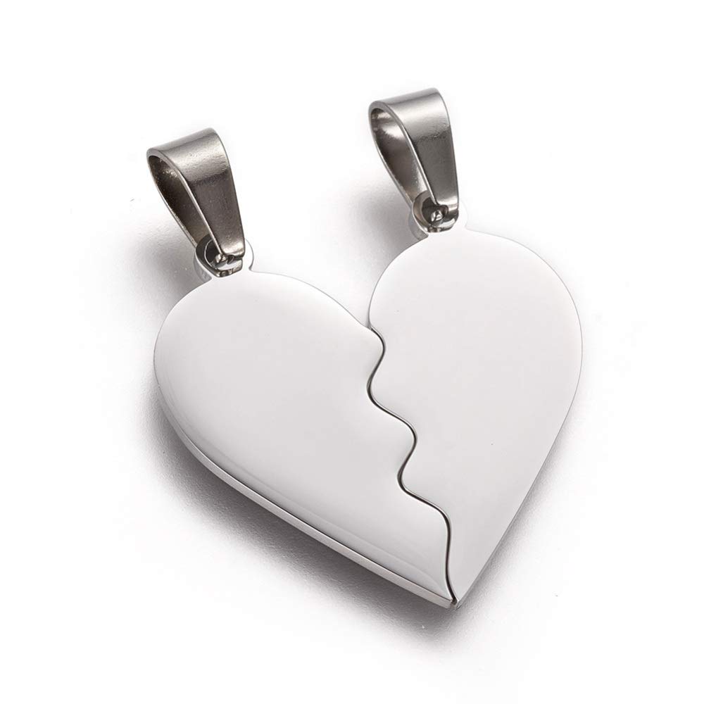 DanLingJewelryDanLingJewelry 1 Set 304 Stainless Steel Stamping Blanks Heart Shape Tag Split Pendant Blank Disc Charms ID Tag Pendant 26x25.5mm