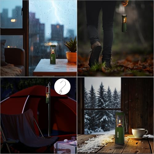 Mini Candle Lantern for Real Candles, 15H Camping Emergency Light, Green - Image 5