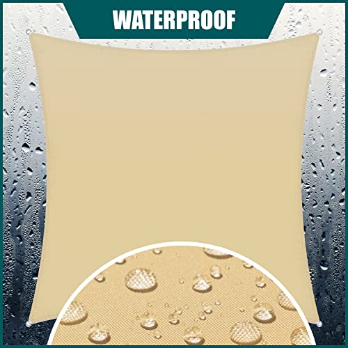 Royal Shade RSTADS14 14' X 14' Beige Square Waterproof Sun Shade Sail Canopy Awning thumb #1