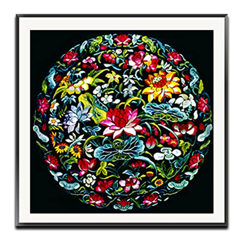cross stitch kits,Cross Stitch Kits,cross stitch,Embroidery DIY Chinese Style Lotus/Chrysanthemum/Fish/Crane Patterns Printed Kits Cross Stitch Thread Needlework Sets Home Decor (Color : DX-FJ0810, Si