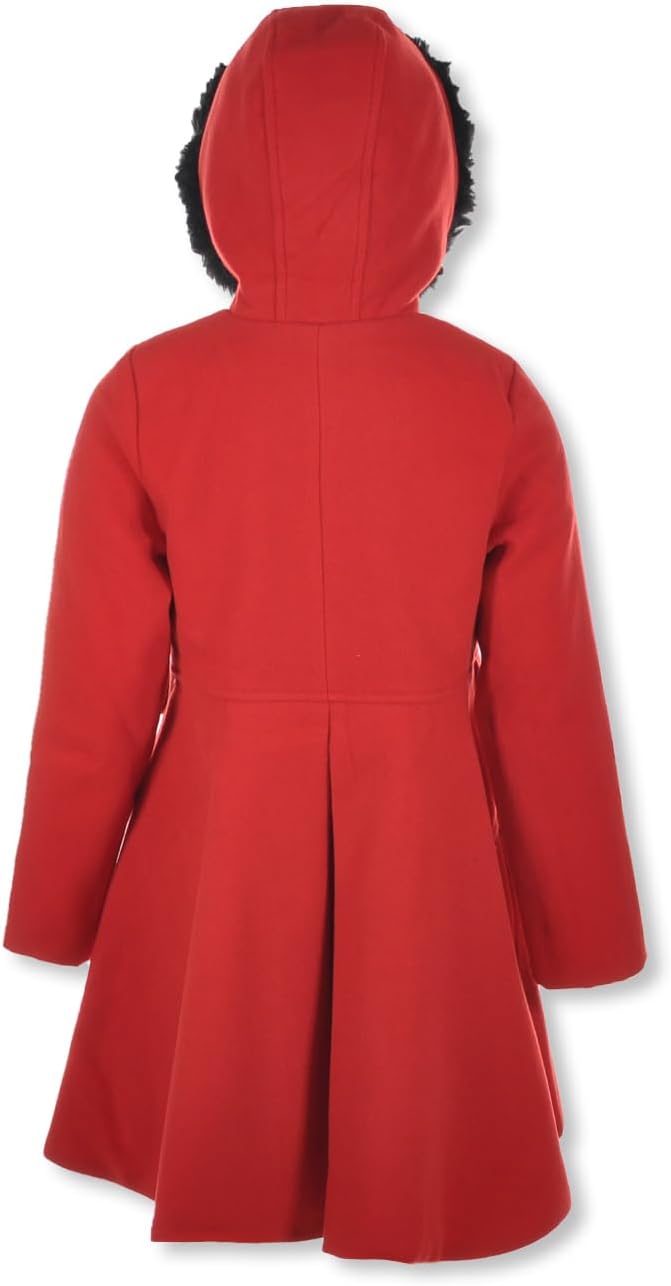 Rothschild Girls' Woolen Faux-Fur Coat - red, 4 - Image 2