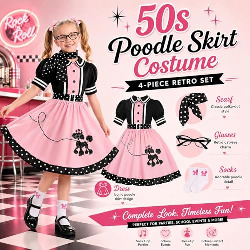 Disfraz años 50 para niñas con falda de poodle miniatura 4