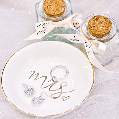 Quany Life Mrs Jewelry Dish Ceramic Ring Trinket Tray Wedding Gift For Bride Desk Storage For Mrs Engaged Gifts Mr Mrs Gold Engagement Gifts Friend #TOP6