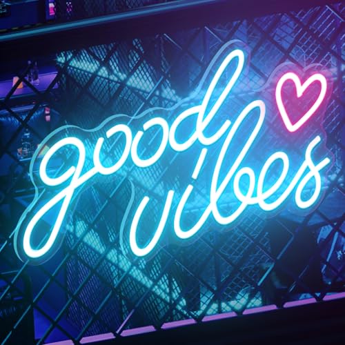 Blue Good Vibes Néon Led, Néon Mural Lettre Usb, Pour Chambre à Coucher, Chambre D'Enfant, DéCoration Murale, Bar, Mariage, FêTe