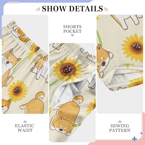 Boys' Pants Sunflower with Cute Dogs Long Bottoms Jogger Pants Elastic Waist Trousers with Pockets S-XL4