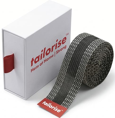 Tailorise - Hem at Home Strong - 5m - Hemming Web - Hemming tape for curtains & trousers - Wonderweb hemming tape - No Sew Hem Tape - Wonder web iron on extra strong - Washable Hemming Web (Black)