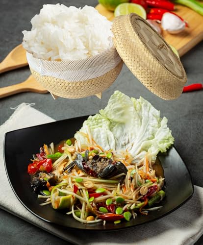 Thai Sticky Rice Steamer Basket 7" – 100% Natural Bamboo | Traditional Handmade Sticky Rice Cooker | Asian Kitchen Tool for Authentic Thai & Lao Cuisine Dept3.50 x Diameter 7.00 x Height 5.00 inches - Image 4