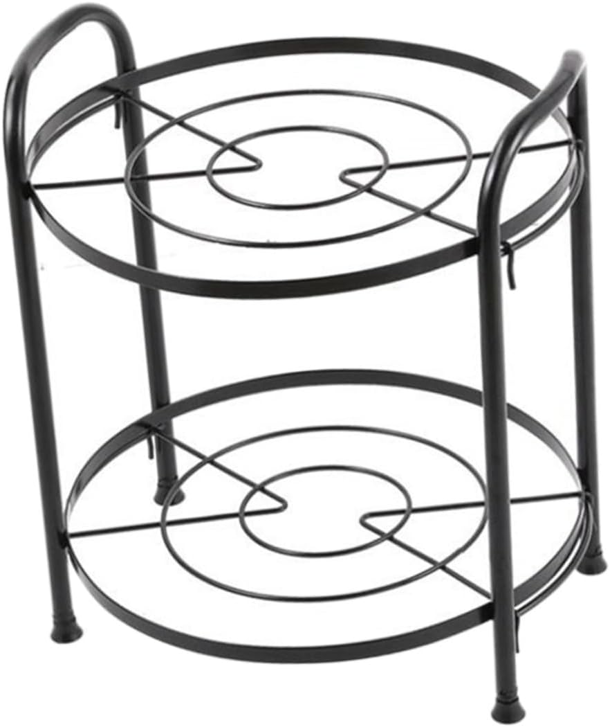 Zerodeko 1pc Two-layer Pot Rack Organizer Multipurpose Kitchen Storage Shelf for Pans and Lids Easy to Black Finish Space-saving Design for Home Use