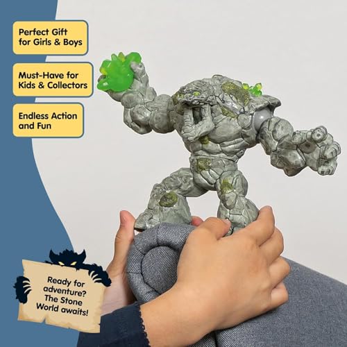 Image of Schleich Eldrador Creatures - 8 inch Stone Monster Toy with Crystal Set - Cool Movable Monster Action Figure for Boys and Girls - Fantasy Giant Rock Beast Figurine - Fun Scary Toys - Kids Ages 7+ | 70141