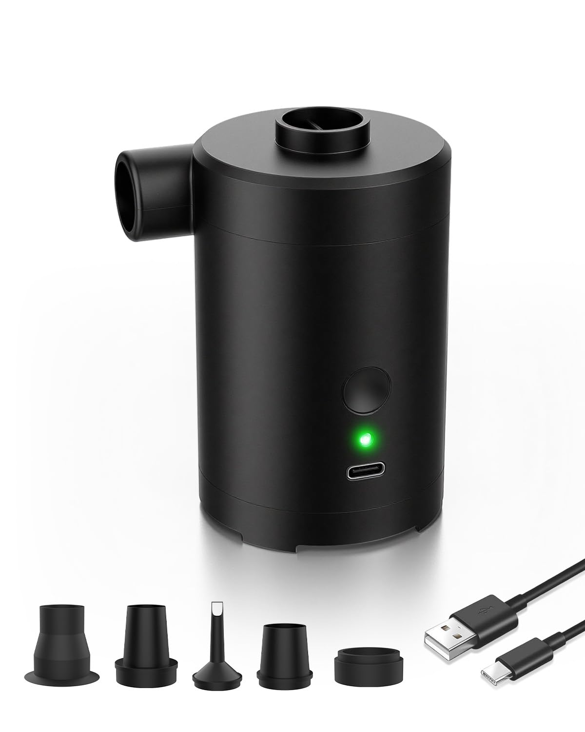 Elektrische Luftpumpe für Luftmatratze,3600mAh Akku Wiederaufladbar,Schnelles Auf- und Abpumpen,mit 5 Düsen für Schwimmbecken, Luftmatratzen, Camping & Reisen