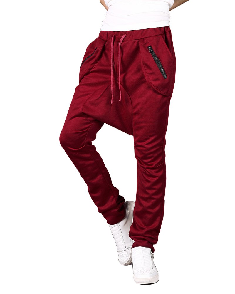 Quge Men's Jogger Harem Trousers Sports Slim Fit Trousers Lightweight Chino Hip Hop Casual