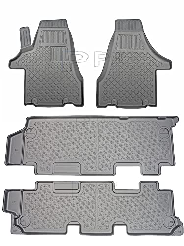 Alfombrillas de goma premium para VW T5 a partir de 2003-2015/T6 a partir de 2015/T6.1 a partir de 2019-Caravelle, Transporter Panel Van (caja) + Combi Long + Short Cover