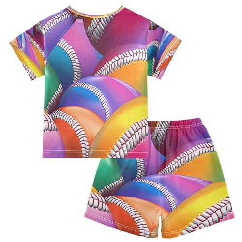 senya Short Sleeve Pajamas Sets Summer Cotton Sleepwear Rainbow Baseball2