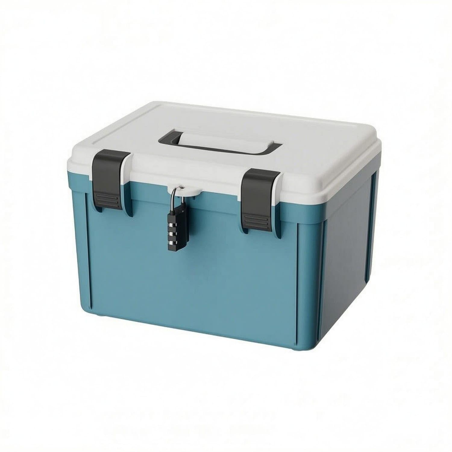 Built-in Handle Combination Lock Box Fitted Lid Lockable Storage Box Keyless Solid-Sided, M-Moon Blue, Sealed Box-image-29