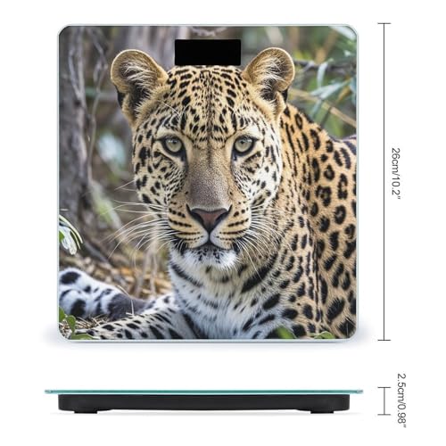 Báscula digital de vidrio templado diseño leopardo africano miniatura 2