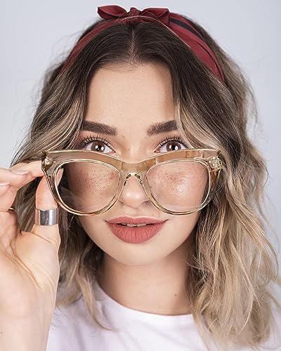Image of FEISEDY Cat Eye Blue Light Glasses Oversized Vintage Chunky Computer Glasses for Women Hipster Party B0026