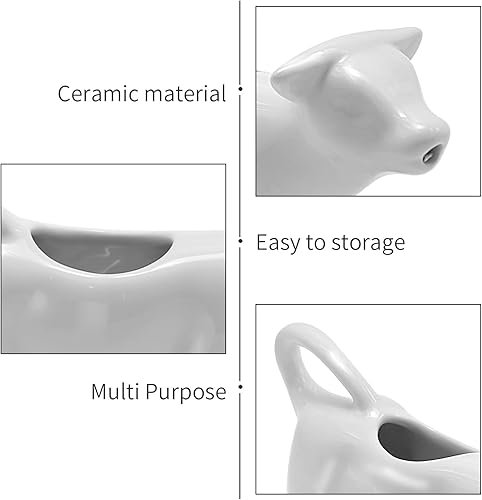 Miniatura 3 de Jarra de cerámica con forma de vaca, 2 piezas, jarra de leche para café, jarra de salsa para cocina, 3.5 onzas líquidas