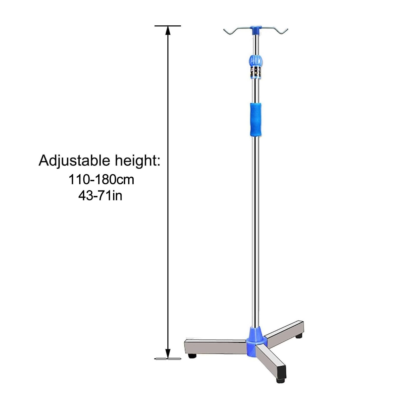 Postes de Suero Portátiles, Soporte for Bolsa de Suero, Altura Ajustable de Pie, for Hospital y Hogar(2 Hooks)