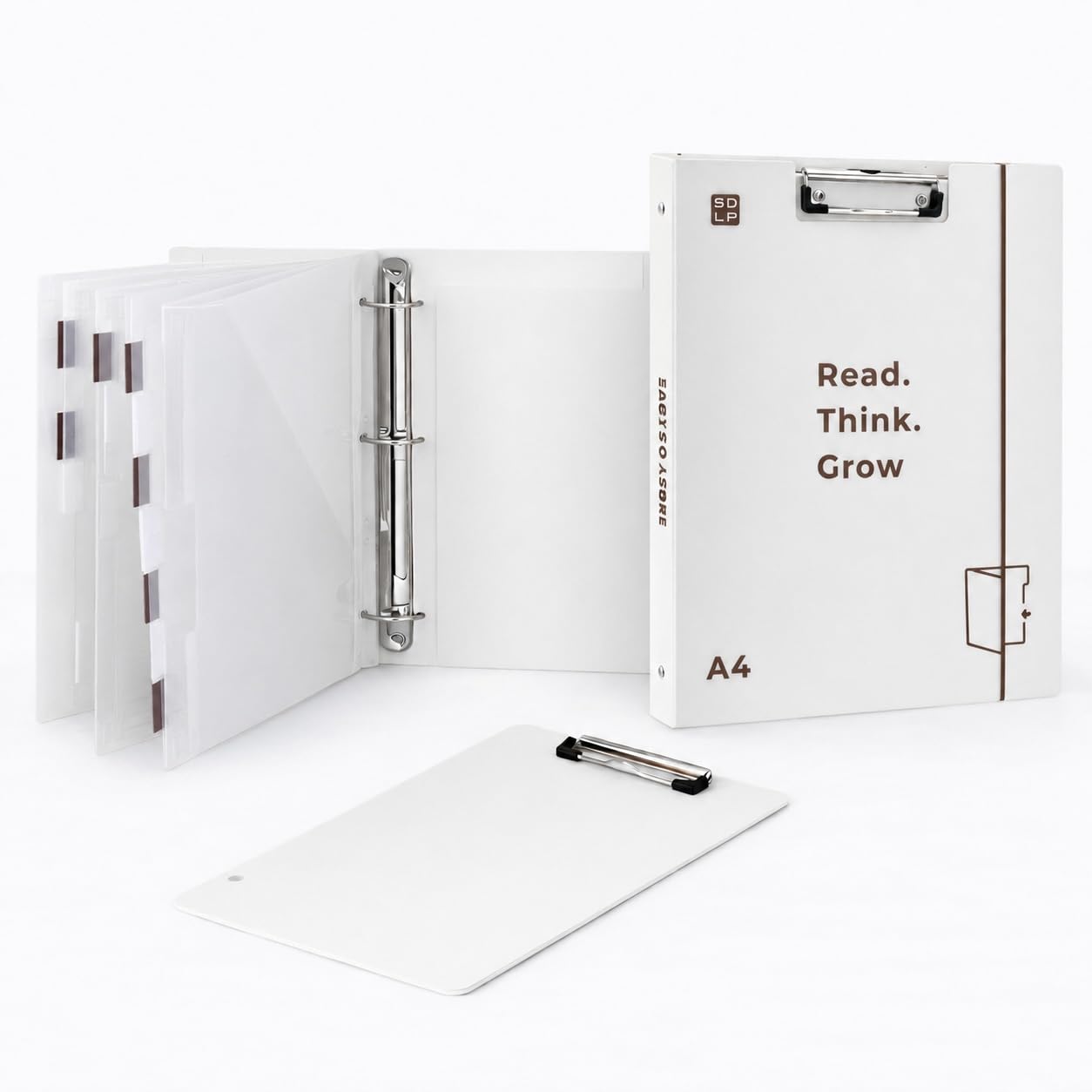 Raccoglitore per appunti con contenitore, raccoglitore a 3 anelli formato lettera, con 8 maniche a doppio lato, linguette per indice e appunti, raccoglitore impermeabile per insegnanti, scuola
