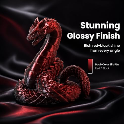 Image of Dual Color Silk PLA Filament 1.75mm Black Red 1KG, Shiny High Gloss Finish, Seamless Color Transition, Neatly Wound, Accuracy + /-0.02mm Vacuum Packaging