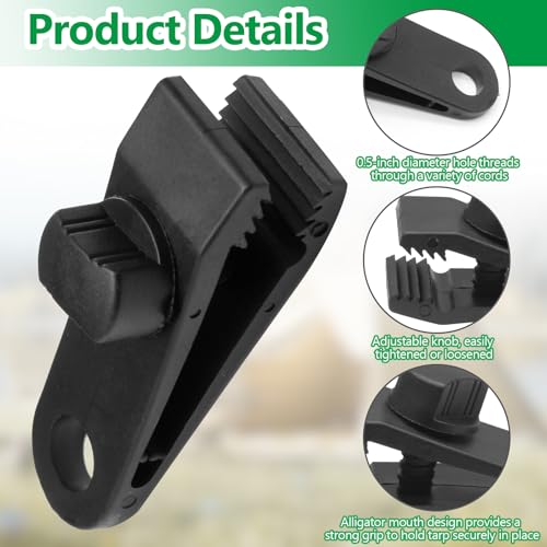 Jiozermi 60 Pcs Tarp Clips, Heavy Duty Lock Grip, Reusable Tarp Clamps for Secures Outdoor Camping, Awnings, Car Covers, Swimming Pool Covers by Jiozermi - Image 3