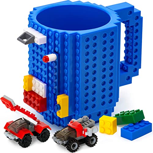El Mejor Listado de Venta de tazas para cafe mayoreo que Puedes Comprar On-line. 42 John & John Taza armable de diseño Divertido para Ladrillos, Incluye un muñeco y 2 Sets de Bloques de construcción para Jugar (10 Colores) - Azul