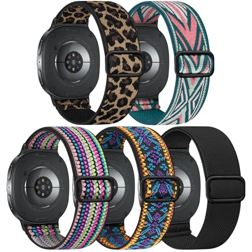 Image of Acextro 5 Pack Stretchy Bands Compatible with Samsung Galaxy Watch 7 6 5 4 FE Band 40mm 44mm 45mm /Watch 6 4 Classic 4 42mm 46mm 43mm 47mm /Active 2, 20mm Water-Resistant Elastic Nylon Sport Strap