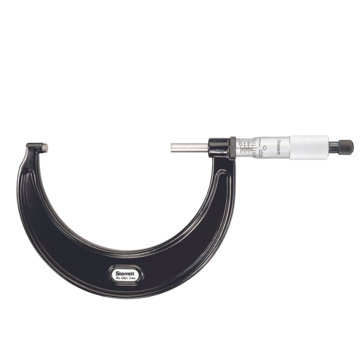 Starrett Outside Micrometer with Ratchet Stop, Lock Nut, and Carbide Faces - Quick and Easy Adjustment, 3-4" Range, .0001" Graduations - T436.1XRL-4 W/SLC