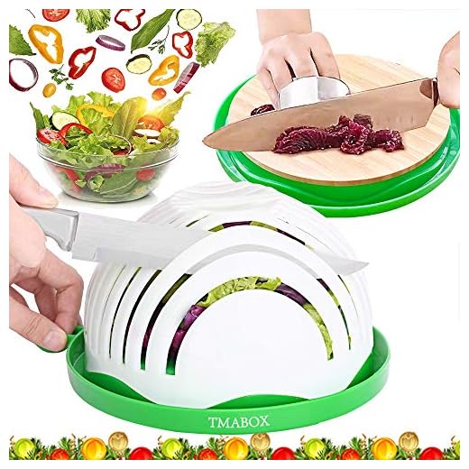 Salad Cutter Bowl,Bamboo Base 2019 Upgrade Ecological Cut Bowl,Fruit Vegetable Salad Cut Bowl,Natural Bamboo Cutting Board,Family Size