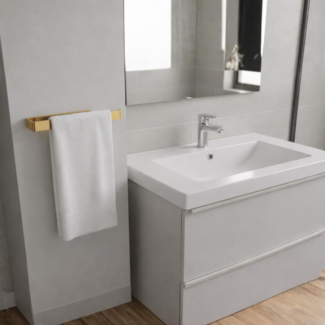Toallero sin taladrar, Juego de 2 Unidades, Color Dorado, Ancho de 30 cm, Barra de Toalla de baño de Pared, Ganchos de Pared, Accesorios de baño 30 x 20 x 6 cm