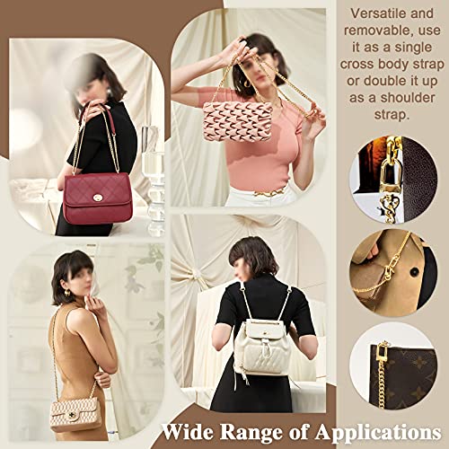 Image of 4Pcs Bronze Luxury Fashion 15.7 Inch /40cm Replacement Flat Chain Strap with Buckles Set, Flat 0.4 inch Wide Enough 2.4mm Perfect for DIY Metal Shoulder Purse Replacement(Bronze, 15.7 inch)