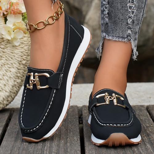 Women's Casual Loafers Comfortable Slip On Shoes Orthopedic Sneakers for Women Arch Support Footwear Business Non-Slip Walking Boat Shoes Fashion Sneakers Retro Lightweight Loafers3
