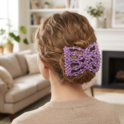Peines dobles con flores de plástico 4 piezas miniatura 5