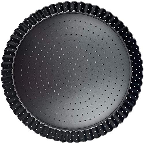 Moule à Quiche Perforé Fond Amovible Anti-Adhésif - 14/20/24cm | Pour Tarte, Pizza | Acier Carbone
