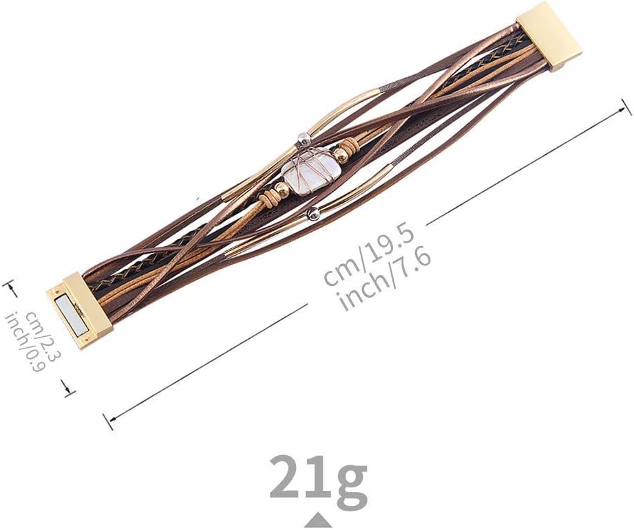 GelConnie Leather Cuff Bracelet Baroque Pearl Wrap Bracelet Gorgeous Gold Tube Bangle Boho Bracelet Bohemian Wristband Jewelry Gift for Women Wife - Image 6