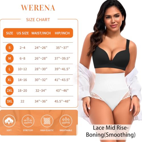 Image of Werena Tummy Control Thong Shapewear for Women High Waisted Body Shaper Panties Shaping Thong Girdle Underwear