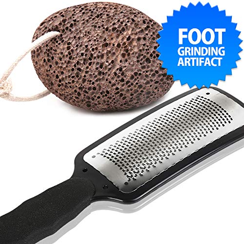 Teenitor Callus Remover tools with Natural Pumice Stone and Stainless Steel Colossal Foot Rasp