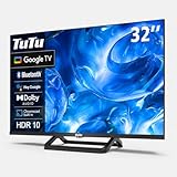 TuTu TUG32HQ1C Smart TV 32 Pouces (80 cm), Google TV avec WiFi, Bluetooth, Triple Tuner(DVB C/S2/ T2), Google App Store, Molotov, Netflix, Prime Video, Disney+, Youtube