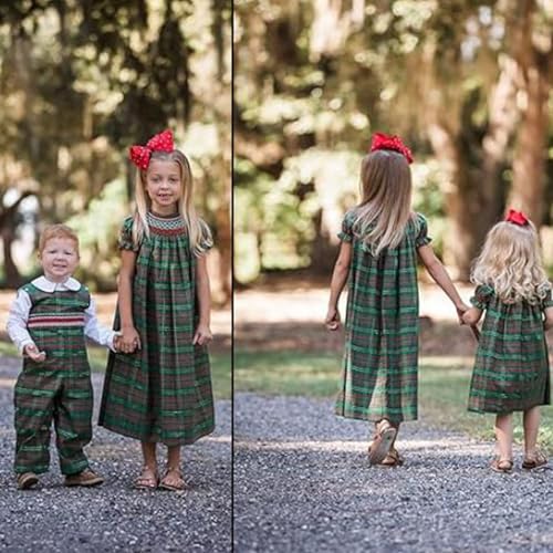 Toddler Smocked Christmas Dress Baby Girl Christmas Outfit Vintage Princess Plaid Dresses Cute Clothes2