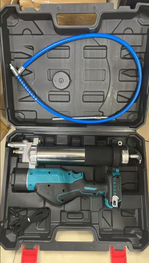 YEARTOP Pistola per grasso senza fili da 18 V, senza spazzole, 13000 PSI con display LCD, controllo a 5 velocità, tubo flessibile da 1 m, 2 batterie da 4,0 Ah e custodia per trattore, impianti, mezzi