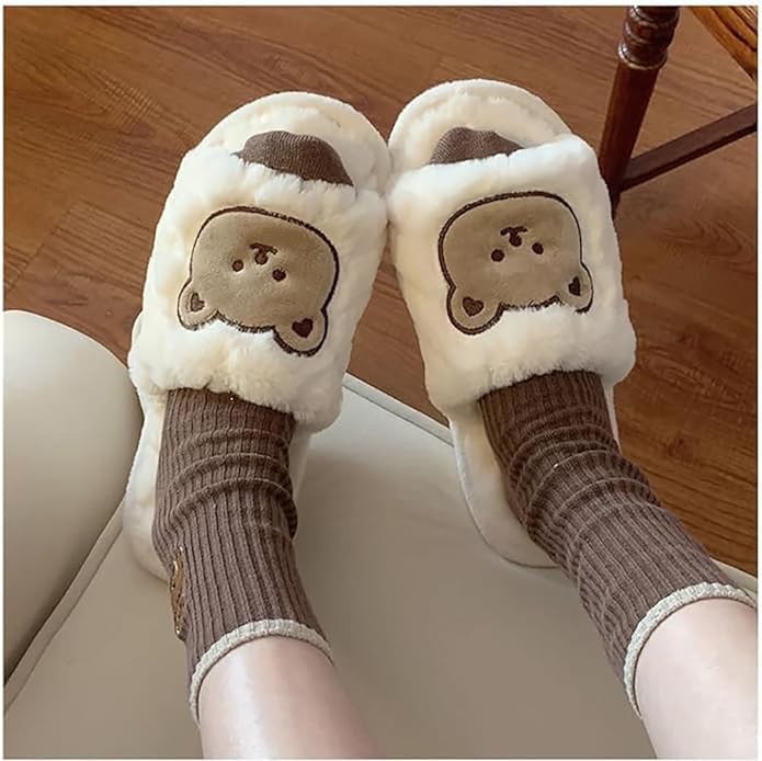 SILENCIO Warm Slipper for Women's Fur Flip Flops Winter Fashion Slipper for House & Bedroom Slides Home Indoor Outdoor Sandals 4 51Uieh9SwKL