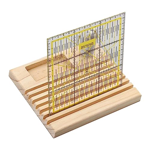 Linealhalter Aus Buchenholz - Praktischer Halter Für Quilt-Lineale Mit Fächern Für Zubehör