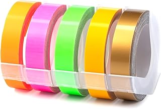Compatible Dymo Embossing Tape 9mm Replacement for Dymo Omega Label Tape 3D Labels Self-Adhesive Pink Green Orange Gold Yellow for DYMO Omega S0717930 Junior S0717900 Motex Embossing Label Maker