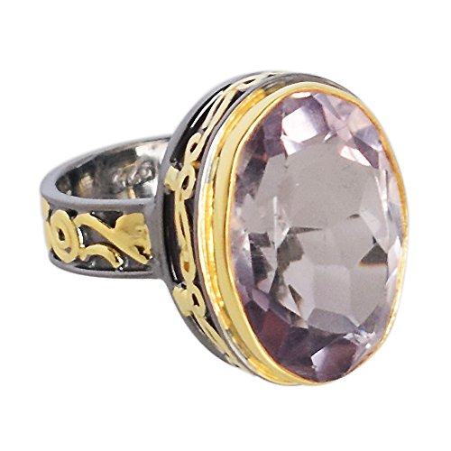Bague améthyste véritable or jaune et rhodium noir bague multicolore