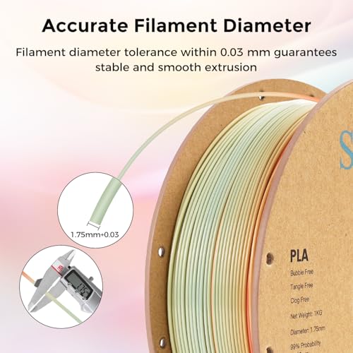 Image of Sovol 3D Printer Silk Shiny Gradient Multicolored Fast Change Rainbow PLA 1kg (2.2 lbs) Spool 3D Printing Materials, Dimensional Accuracy + /- 0.03 mm, 1.75 mm, Pink Rainbow