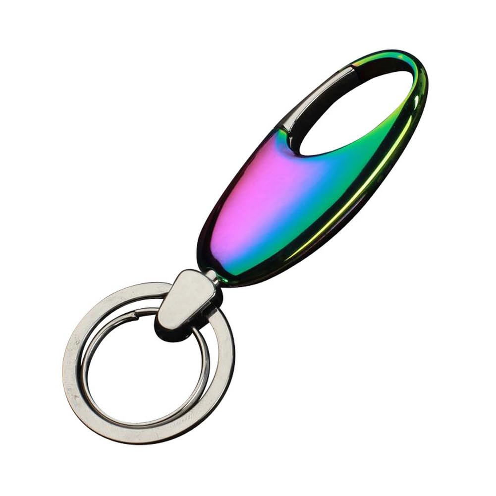 Car Keychain Carabiner Clip with 2 Key Rings Hooks Holder Wallet Purses Belt Loops Key Chains Dog Leash Keyring Heavy Duty Business Gift for Men Women Rainbow