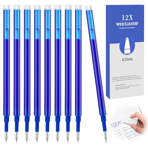 Pack de 12 Recambios Azules Borrables 0,7 mm para Bolígrafos Pilot Frixion, Tinta termosensible, Escritura Suave de 400 m, Recambios de Repuesto para Escritura Diaria y Profesional