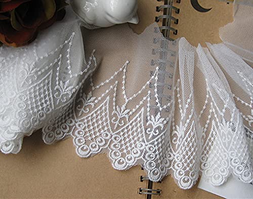 Shopdp Lace Trim Lace Ribbon Edge Trim Floral Lace Ribbon Embroidered Applique For Home Decor Diy Sewing Craft Lace Trimming 3.7''X 5Yards/Lot (White) #TOP4