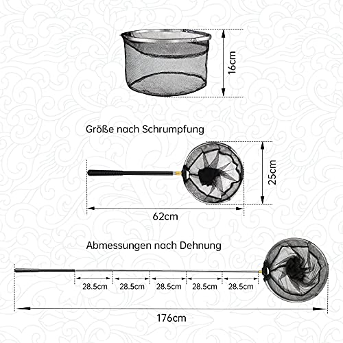 Dreamark Heavy Duty Pool Skimmer Netz mit Edelstahl-Teleskopstange Professionelle 1.5 Meter Poolkescher Kescher Pool für die Reinigung Schwimmbad, Whirlpools, Aquarium, Gartenteich, Fischteich